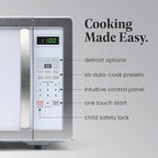 Farberware Countertop Microwave 1000 Watts, 1.1 cu ft - Microwave Oven With LED Lighting and Child Lock - Perfect for Apartments and Dorms - Easy Clean White, Platinum
