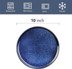 vicrays Ceramic Dinner Plates Set - Porcelain 10 Inch Flat Steak Pasta Pizza Plate Home Party Restaurant Plate Scratch Resistant Microwave Oven and Dishwasher Safe Set of 6 Blue