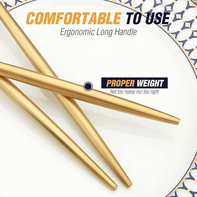 20 Pcs Gold Silverware Set, Stainless Steel Flatware Set Service for 4, Matte Gold Cutlery Set, Include Knives/Forks/Spoons, Dishwasher Safe