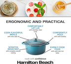 Hamilton Beach 5.5-Quart Enameled Cast Iron Dutch Oven with Lid | Heavy-Duty Pot for Braising, Roasting & Baking | Navy
