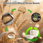 Beige Wheat Straw Bowls for Cereal and Salad,Alternative Plastic Bowls Set of 6,40oz Unbreakable Soup Bowls suitable for Kitchen,Party,Camping and R.V.