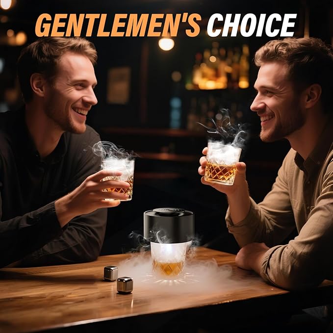 Electric Whiskey Smoker Kit with 6 Wood Chips | Flameless Drink Smoker for Cocktail, Old Fashioned & Bourbon | No Butane Needed - Bourbon Whiskey Gifts for Men, Dad