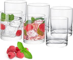 Heat-Resistant Drinking Glasses Set of 6 Double Fashioned Glass Lowball Tumblers 13.8oz Made From Premium Borosilicate All Crystal-Clear Water Cups (High borosilicate, Lowball)