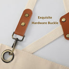 AFUN Chef Aprons for Women Men with Large Pockets, Cotton Canvas Cross Back Water Repellent Work Apron, Size M to XXL (Cream)