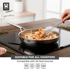 BRA COOKWARE Signature Frying Pan | 8 inches Professional Skillet | Stainless Steel Frypan | All Stovetop Compatible - Full Induction Skillet | PFOA Free | w/o Non-Stick Coating | Polished Finish