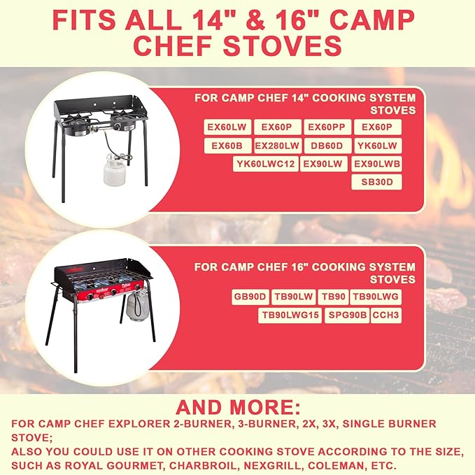 DcYourHome Cast Iron Griddle for Camp Chef Explorer 2/3-Burner,Single Burner,3X,2X Stove,Reversible Griddle Pan for All Camp Chef 14" x 16" & Most Cooking Charcoal/Gas/Propane/Electric Grill