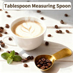 3PCS Tablespoon Measuring Spoon Stainless Steel, Metal Coffee Measuring Spoon Coffee Bean Scoop Short Handle Tablespoon Scoop for Powder Milk Tea Sugar Juice Olive Oil Kitchen Gifts, 15 ml Gold