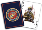 Marine Corps Flask & Card Set - Leather-Wrapped USMC Flask with Rank Playing Cards – Marine Corps Gifts | Disabled USMC Vet Owned SMALL Business
