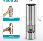 EUHOMY 1 Pack Salt and Pepper Grinder, Type-c No Battery Needed with LED Light, Adjustable Coarseness, Stainless Steel Automatic Salt Pepper Mill Grinder, One Handed Operation, Kitchen