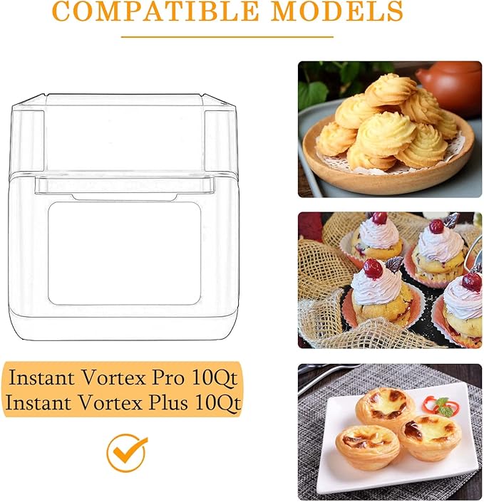 3x Air Fryer Oven Liners + 3x Mesh Grill Mats Compatible with Instant Vortex Pro Plus 10Qt, 9"x10" Reusable Liner for Bottom of Oven, Non-Stick Air Fryer Toaster Oven Mat for Oven, Microwave