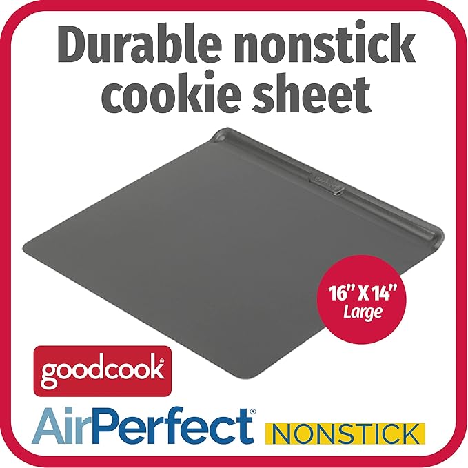 GoodCook AirPerfect Non-Stick Air Insulated 16” x 14” Cookie Sheet - Carbon Steel Cooking Pans, No Burn Insulation Bakeware, Cookie Sheets for Baking, Oven Pan Set