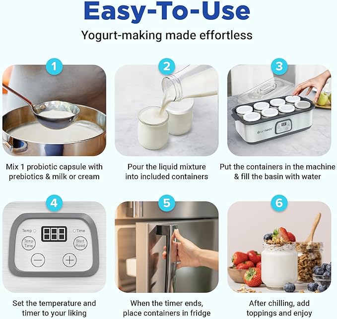 Ultimate Probiotic Yogurt Maker Bundle - Comes with the Ultimate Yogurt Strainer & 8 Extra Jars - Make Trillions of Live Probiotics from Home & Make Greek Yogurt