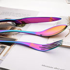 Rainbow Tableware 20Pcs Mirror Polished 18/10 Stainless Steel Luxury Flatware - Heavy Cutlery Set Service For 4 Include Knives/Forks/Spoons/Salad Fork/Teaspoon, Dishwasher Safe