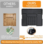 Homecor Silverware Organizer - Expandable Large Kitchen Drawer Organizer Utensil Organizer with 2 Removable Knife Blocks, 22"x 19"Cutlery Tray Drawer Dividers for Kitchen Flatware(6-9 Slots) (Black)