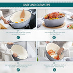 vancasso Enameled Cast Iron Dutch Oven, 9.3 Quart Dutch Oven Pot with Lid, Oval Dutch Oven Cast Iron Pot with Non Stick Enamel Coating for Bread Baking