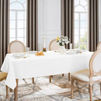 Softalker Rectangle Tablecloth, Waterproof & Stain Resistant Table Cloths Wrinkle Free Fabric Washable 210GSM Polyester Table Cover for Spring/Party/Outdoor - 90 x 132 inch,White