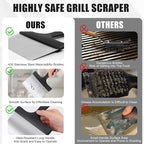 Grill Scraper, Griddle Scraper, Food Scraper with Handle for Blackstone Grill Accessories,Outdoor Barbecue Tools,Stainless Steel Scraper for Blackstone, Flat Top Grill Cleaning, Easy to Remove Stain