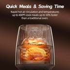 6.0 QT Large Digital Air Fryer with Window for Kitchen Use,Nonstick Made without PFAS, Touchscreen Display,400F,Customized Temp/Time,NonStick Basket,Black