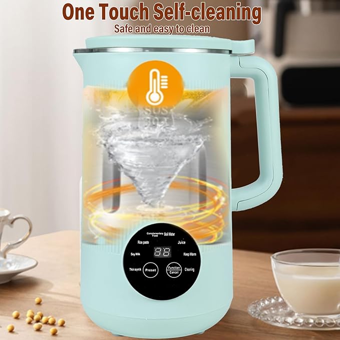 8-in-1 Automatic Soy Nut Milk Maker,40oz Soy Milk Maker for Homemade Almond,Oat,Soy Milk,Rice Paste,Complementary Food,Juice,Milk Maker Machine with Delay Start/Keep Warm/Self Clean/Boil Water