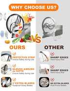 Commercial Vegetable Slicer - Manual Adjustable Thickness 0.2-13mm, Stainless Steel Lemon Slicer with 2* Extra Blades for Slicing Vegetable Tomato Onion Potato Cabbage Lime (Silver Gray)