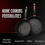 Sunhouse Ultra Titanium Nonstick Coating Aluminum Pan with 4-Layer Non-stick Coating, Non-Toxic, PTFE PFOA & PFAS Free, Stay-Cool Handle, Compatible with All Stovetops (10 inch)