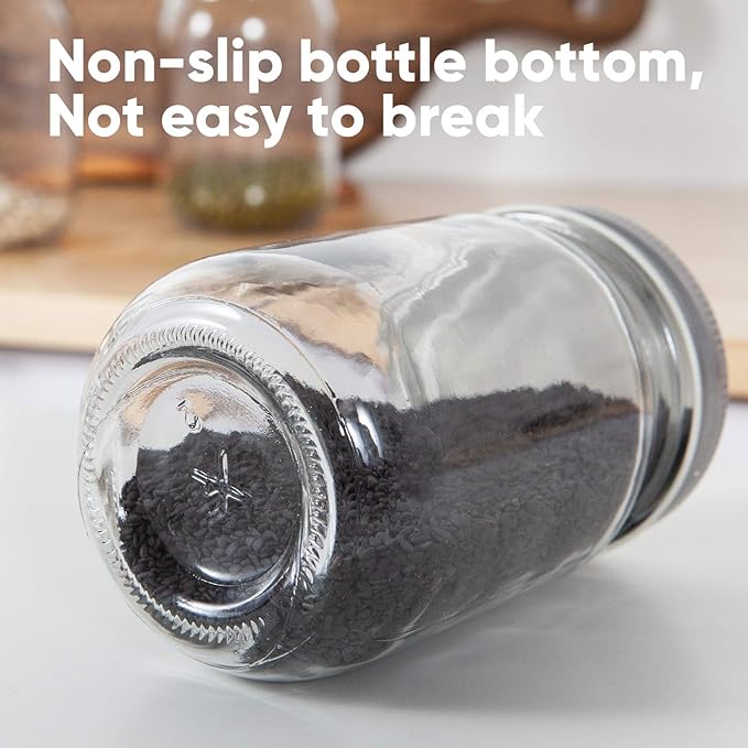 Accguan Mason Jars,Glass Jars With Lids 12 oz,Canning Jars For Pickles And Kitchen Storage,Wide Mouth Spice Jars With Silver Lids For Honey,Caviar,Herb,Jelly,Jams,Set of 20