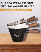 Stainless Steel Espresso Cup - Espresso Shot Cup with Wooden Handle -Measuring Cup with Double Spouts - 4.1OZ/120ML, Black