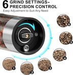 Electric Salt and Pepper Grinder Set, Upgraded 3.2oz (95ml) Large Capacity USB Rechargeable Mill with LED Light & 6 Adjustable Coarseness, Stainless Steel Shaker for Kitchen, BBQ, Gift Giving