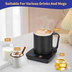 VOBAGA Coffee Mug Warmer with 15oz Mug Set, Electric Coffee Cup Warmer with Three Temperature Settings for Home Office Desk, Smart Coffee Warmer with Auto Shut Off for Cocoa Tea Candles Coffee Gift