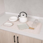 Silicone Dish Drying Mat for Multiple Usage,Easy clean,Eco-friendly,Heat-resistant Silicone Mat for Kitchen Counter or Sink,Refrigerator or Drawer Liner Tapioca 4XL 32 inches x 18 inches