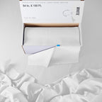 Exquisite Party Solids 54 Inch X 100 Feet White Plastic Table Cover Roll in A Cut - to - Size Box with Convenient Slide Cutter. Cuts Up to 12 Rectangle 8 Feet Plastic Disposable Tablecloths