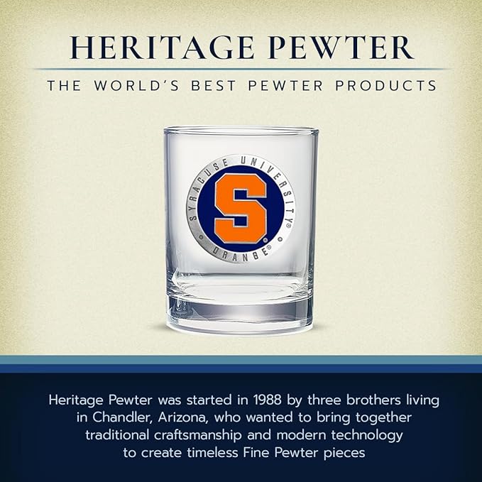 Heritage Pewter Syracuse Double Old Fashion | Double Rocks Glass 14 OZ for Liquor | Expertly Crafted Pewter Glass