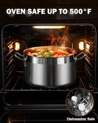 Cooks Standard 6-Quart Stock Pot with Lid, Professional 18/10 Stainless Steel Stockpot Dutch Oven Casserole Cooking Pot, Ollas de Cocina, Compatible with All Stovetops, Silver