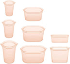 Zip Top Reusable Food Storage Bags | Full Set of 8 [Peach] | Silicone Meal Prep Container | Microwave, Dishwasher and Freezer Safe | Made in the USA