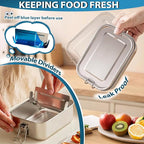 Stainless Steel Lunch Container 2 Pack 304 stainless Steel Bento Box Kids Adult(29oz/19oz),Leak Proof Stainless Steel Snack Containers With 1 Compartment and Lunch Bag