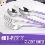Gradient Purple Silverware Set, 20-Piece Stainless Steel Flatware Cutlery Set, Kitchen Utensil Set Service for 4, Include Knife/Fork/Spoon, Mirror Polished, Dishwasher Safe
