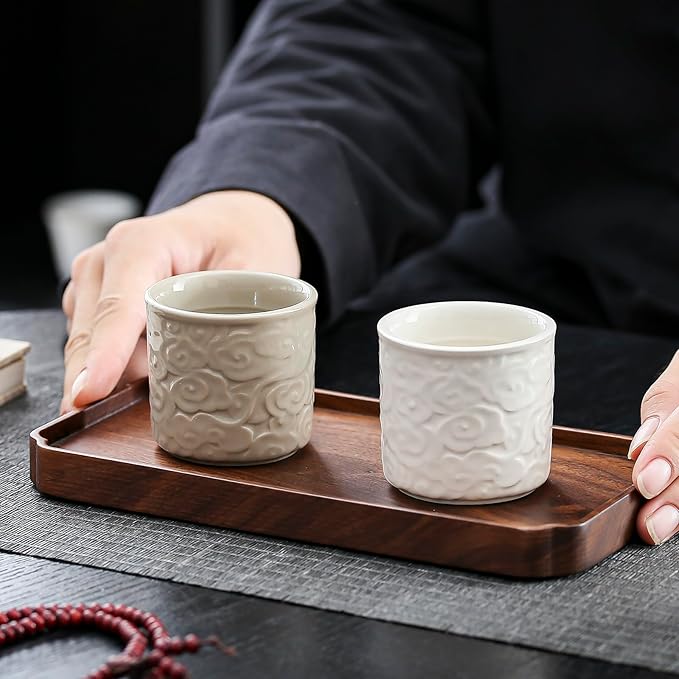 Ceramic Espresso Cups Set of 2 or 4, 3.4 Oz Espresso Mugs, Demitasse Cups for Coffee or Tea, Small Coffee Cups No Handles (white, 2)