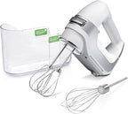 Hamilton Beach Professional 5-Speed Electric Hand Mixer with High-Performance DC Motor, Slow Start, Snap-On Storage Case, Stainless Steel Beaters & Whisk, White (62652)