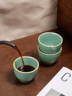 1.6oz Espresso Cups Set of 6, Green Ceramic Demitasse Coffee Cups for Espresso, Small Shot Cups – Stackable Mini Mugs for Home, Cafe, Restaurant – Dishwasher & Microwave Safe