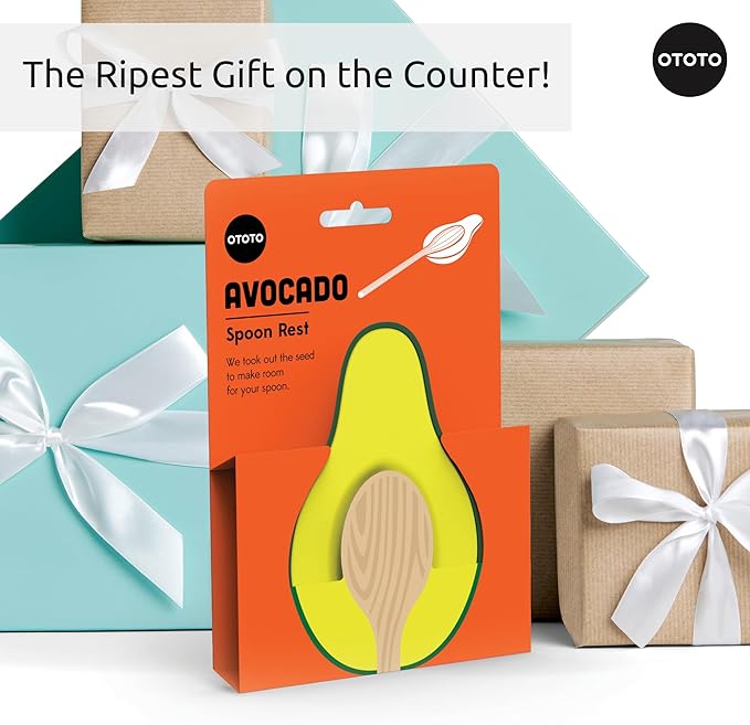 OTOTO Avocado Spoon Rest for Stove Top - Silicone Spoon Rest for Kitchen Counter, for Ladles, Tongs, Spatula Funny Cool Cute Kitchen Gifts Gadgets Accessories