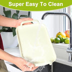 3 Pack Serving Tray with Handles, Stackable Reusable Trays for Serving Food, Plastic Serving Platters for Party, Charcuterie, Fruit, Appetizer, Solid Cream