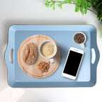 Spsyrine Light Blue Decorative Tray, Elegant Plastic Serving Tray with Handles, Coffee Table Tray for Ottoman, Living Room, Home Decor