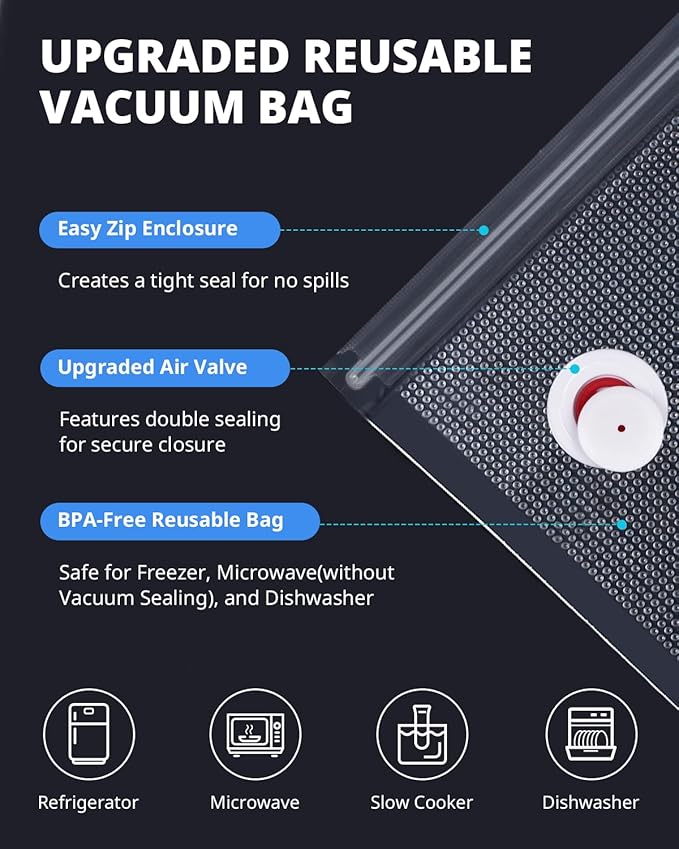 AIRMSEN Handheld Vacuum Sealer with 1.4L Glass Vacuum Container and 11 PCS Reusable Sous Vide Bags, Compact Vacuum Sealer Machine for Food Storage