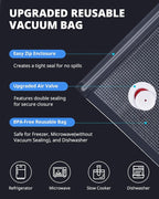 AIRMSEN Handheld Vacuum Sealer with 11 PCS Reusable Sous Vide Bags and 2 PCS Vacuum Wine Sealer, Compact Vacuum Sealer Machine for Food Storage