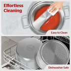 SUNHOUSE 2-Tier Stainless Steel Steamer Pot with Lid - Larger 5.5 QT Steamer & 3.8 QT Stockpot Base - Induction Ready, Compatible with All Cooktops - Multipurpose for Vegetables & Dumplings