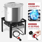 80QT Crawfish Boiler | Seafood Boiling Kit | Dustproof Cover & 16" Skimmer Included | 110,000BTU Propane Jet Burner | 0-20 PSI CSA Certified Regulator | Crab Boil Pot for Outdoor Backyard Cooking