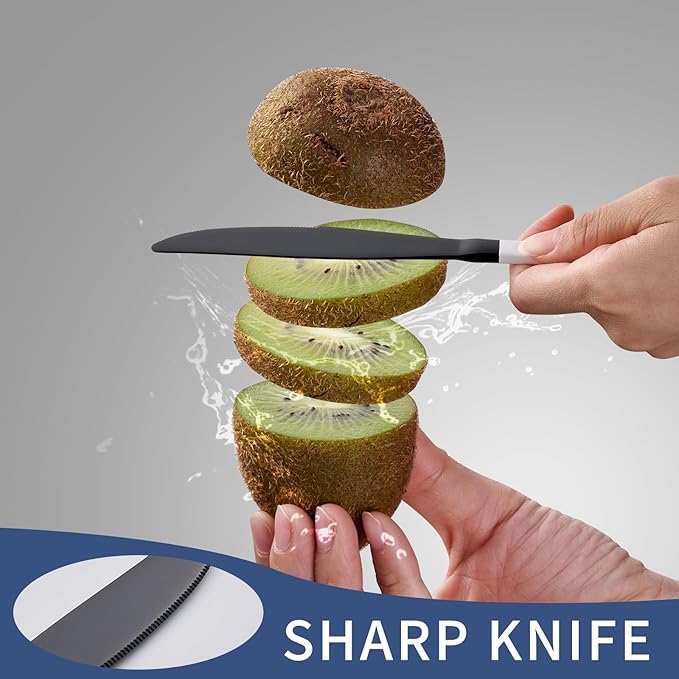 20-Piece Black Silverware Set 18/0 Stainless Steel Flatware White Handle Cutlery Set Service for 4 Dinner Knives Forks Spoons Set Mirror Finish Dishwasher Safe