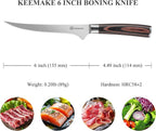 KEEMAKE Boning Knife 6 Inch, Razor-sharp Fillet Knife with High Carbon Stainless Steel Blade and Pakkawood Handle, Professional Kitchen Deboning Knives with Protective Sheath