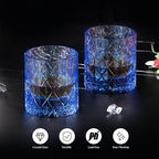 KAMMAK Crystal Whiskey Glass Set of 2, 7.78 oz (230 ml) Handmade Old Fashioned Tumbler, Thick Base Colored Glass with Delicate Rim & Seamless Design for Scotch, Bourbon, Cocktails, Blue 12-Facet