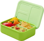 LunchBots Build -a- Bento Lunch Box, Silicone Bento Box for Kids, Multi-Compartment Lunch Container, Oven & Dishwasher Safe, BPA Free, 28 oz - Green